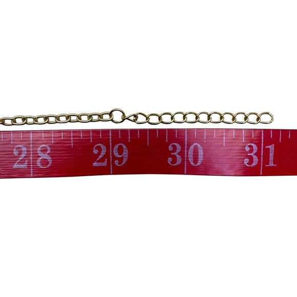 Three-Tiered Gold Tone Necklace With Amber Stone Accents 30 Inches Long Statemen - Picture 5 of 6